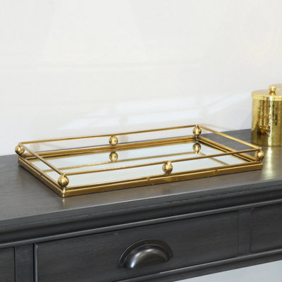 Melody Maison Gold Rectangle Mirrored Tray from B&Q