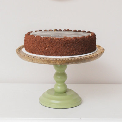 Melody Maison Round Sage Green & Mango Wood Bobble Detail Cake Display Stand from B&Q
