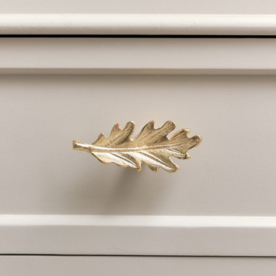 Melody Maison Shiny Gold Oak Leaf Drawer Knob from B&Q