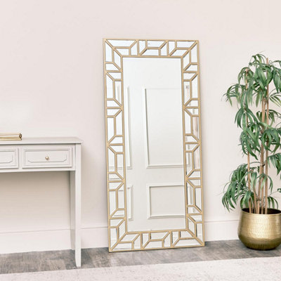 Melody Maison Large Gold Geometric Framed Mirror 70Cm X 150Cm from B&Q