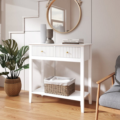 Melody Maison White 2 Drawer Console / Dressing TableHales White Range from B&Q