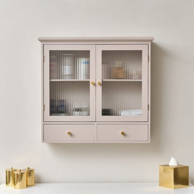 Melody Maison Pink Reeded Glass Wall Cabinet With Drawers from B&Q