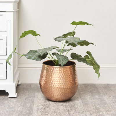 Melody Maison Medium Copper Hammered Metal Planter from B&Q