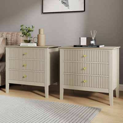B&Q -  Pair Of Large 3 Drawer Bedside TablesHales Taupe Range