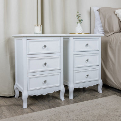 B&Q -  Pair Of White 3 Drawer Bedside TablesVictoria Range