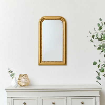 Melody Maison Antique Arch Wall Mirror 70Cm X 40Cm Gold - B&Q