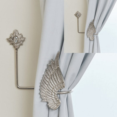 Melody Maison Pair Of Silver Angel Wing Curtain Tie Backs from B&Q