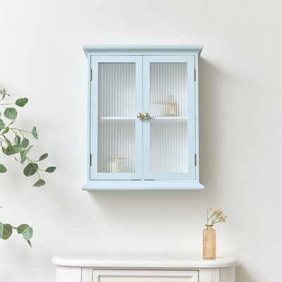 Melody Maison Duck Egg Blue Reeded Glass Wall Cabinet from B&Q