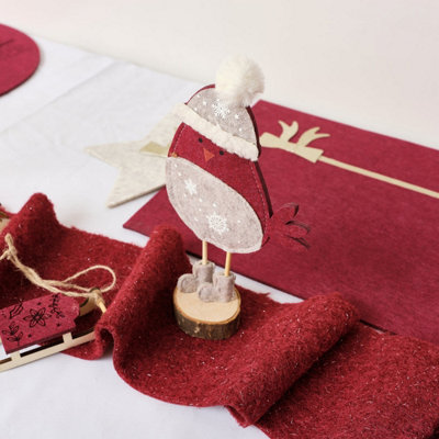 Melody Maison Large Dark Red Wool Table Runner140Cm (1.4M / 55.1') from B&Q