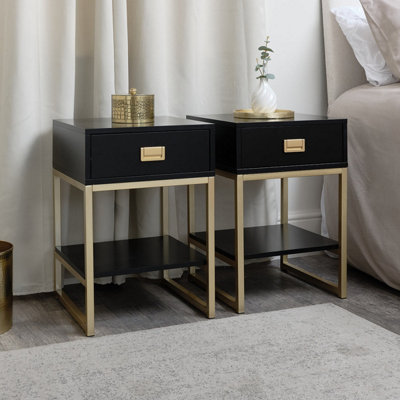 B&Q -  Pair Of One Drawer Bedside TablesElle Black Range