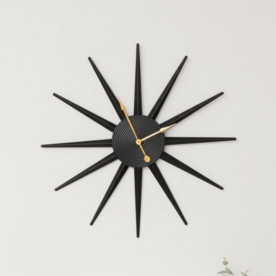 Melody Maison Black Metal Starburst Detail Wall Clock60Cm X 60Cm from B&Q