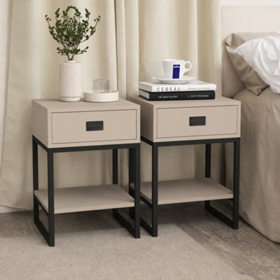 B&Q -  Pair Of One Drawer Bedside TableElle Dark Beige Range
