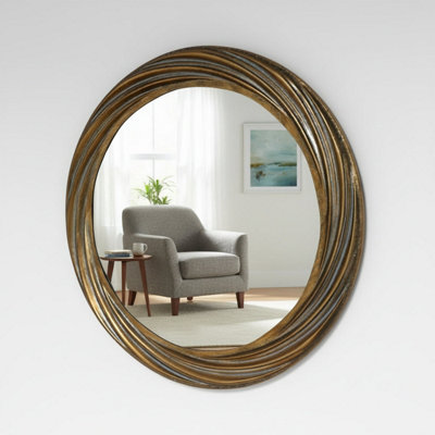 Melody Maison Large Antique Gold Round Swirl Mirror80Cm X 80Cm