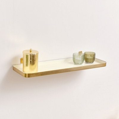 B&Q -  Gold & Ivory Enamelled Metal Wall Shelf50Cm