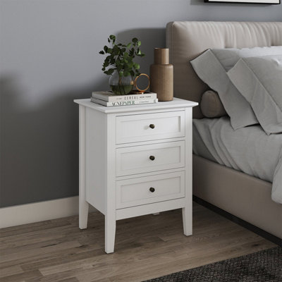 Melody Maison 3 Drawer Bedside TableRowley White Range from B&Q