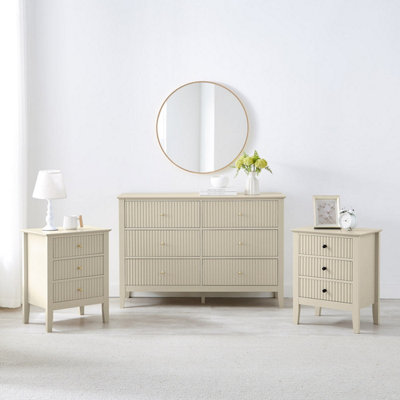 Melody Maison Large Chest Of Drawers And Pair Of Bedside TablesHales Taupe Range from B&Q