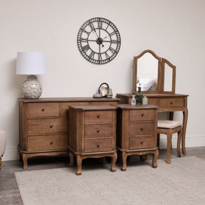 Melody Maison Dressing Table Set, Chest Of Drawers & Pair Of Bedside Tables - Ashwell Range Dark