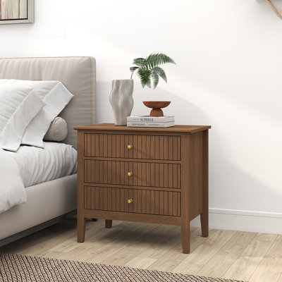 Melody Maison Large 3 Drawer Bedside TableHales Dark Wood Range from B&Q