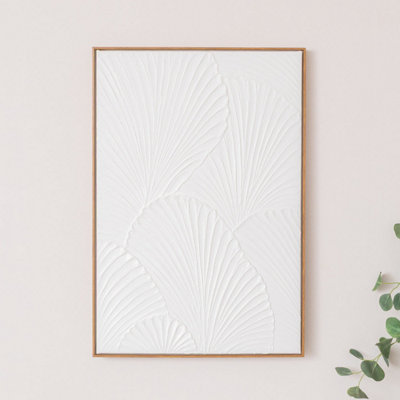 Melody Maison Extra Large White Ginkgo Textured Wall Art55Cm X 80Cm from B&Q