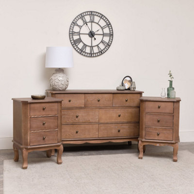 Melody Maison 7 Drawer Dark Wood Chest Of Drawers & Pair Of 3 Drawer Bedside TablesAshwell Range from B&Q