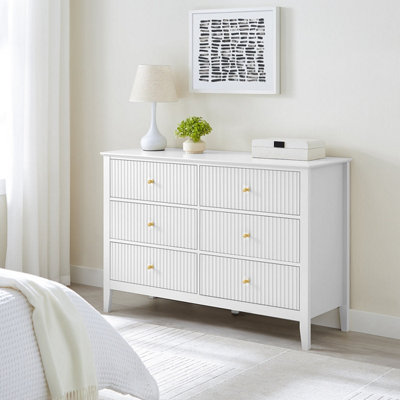 Melody Maison White 6 Drawer Chest Of Drawers - Hales Range Large