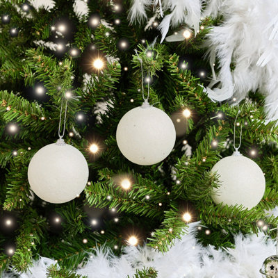 Melody Maison Set Of 3 White Beaded Baubles8Cm from B&Q