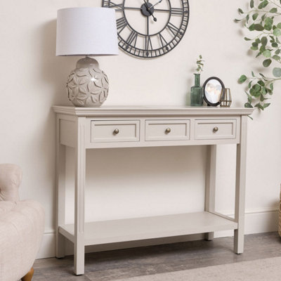 Melody Maison Large 3 Drawer Sideboard Console TableDaventry Taupe-Grey Range from B&Q