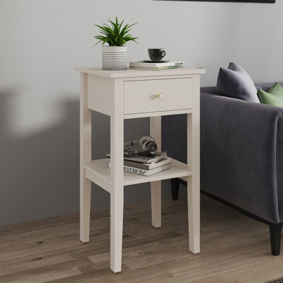 Melody Maison One Drawer Bedside TableAbbey Pale Ivory Range from B&Q