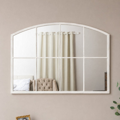 B&Q -  Distressed White Arched Window Wall Mirror100Cm X 70Cm