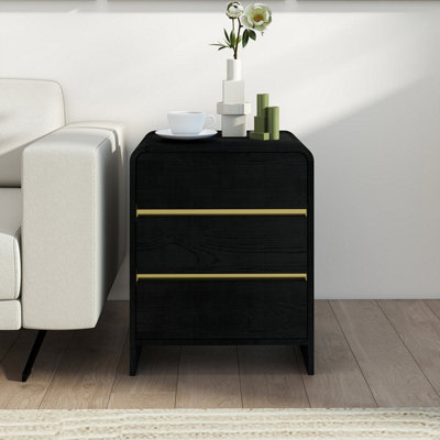 Melody Maison Black 3 Drawer Bedside TableMeridian Black Range from B&Q