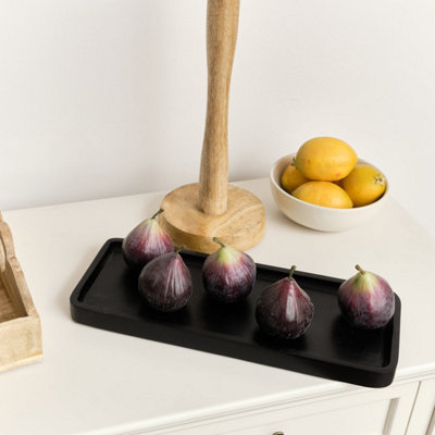 Melody Maison Black Wood Rectangular Wooden Tray34.5Cm from B&Q