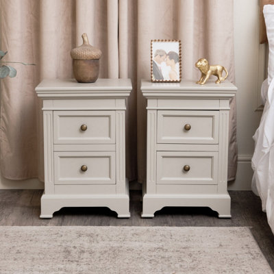 Melody Maison Pair Of Taupe-Grey Two Drawer Bedside TablesDaventry Taupe-Grey Range from B&Q