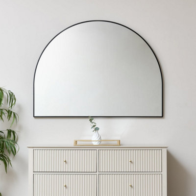  - Melody Maison Large Black Arched Wall Mirror 90Cm X 120Cm