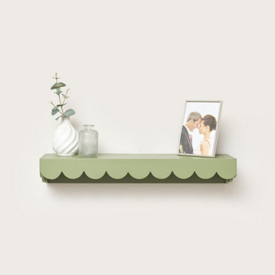 Melody Maison Large Green Scalloped Wall Storage Shelf61Cm from B&Q