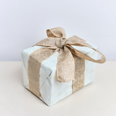 Melody Maison Large Pale Champagne Floral Glittered Wired Ribbon Garland270Cm from B&Q