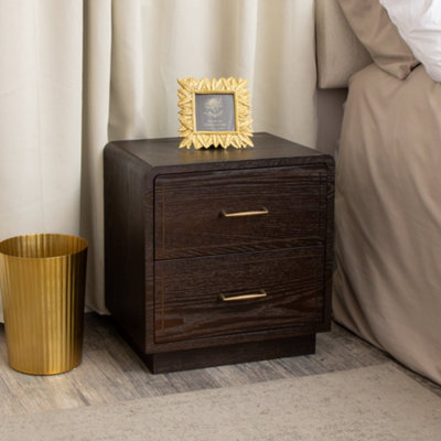 Melody Maison Dark Wood 2 Drawer Bedside TableKingsley Range from B&Q