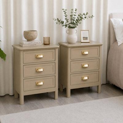 B&Q -  Pair Of 3 Drawer Bedside TablesLawrence Taupe Range