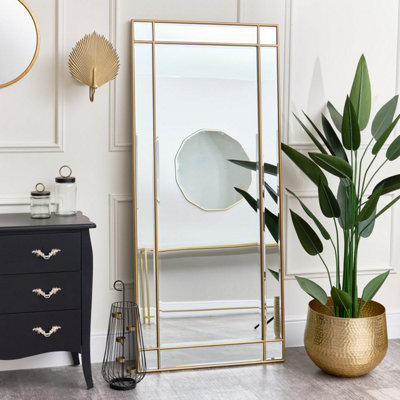 Melody Maison Large Gold Framed Art Deco Wall / Leaner Mirror 80Cm X 180Cm from B&Q