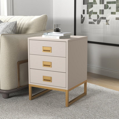 B&Q -  3 Drawer Bedside TableElle Stone Range