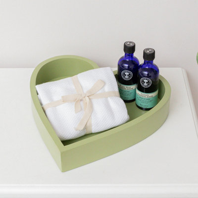 Melody Maison Sage Green Painted Wood Heart Display Tray25Cm from B&Q