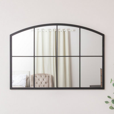 B&Q -  Black Arched Window Wall Mirror100Cm X 70Cm