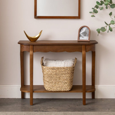 Melody Maison Dark Wood Half Moon Console Table With ShelfAshwell Range from B&Q