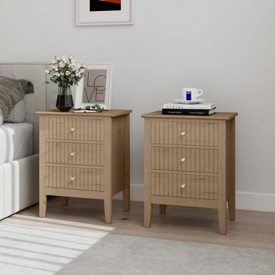 Melody Maison Dark/Black/White Pair Of Drawer Bedside Tables - Hales Pale Wood Range Size 3
