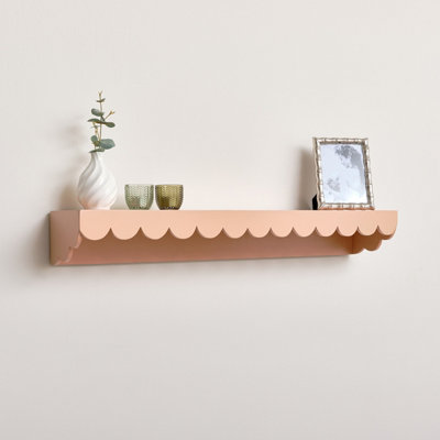 Melody Maison Extra Large Peach Scalloped Wall Storage Shelf90Cm from B&Q
