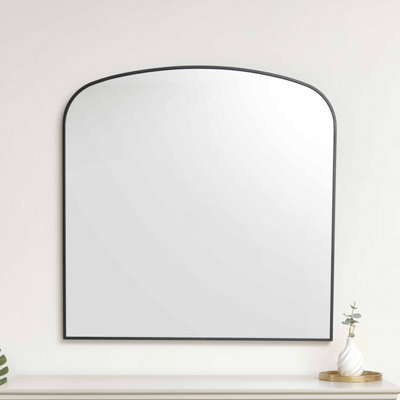 B&Q -  Large Black Framed Arched Wall Mirror 92Cm X 91Cm