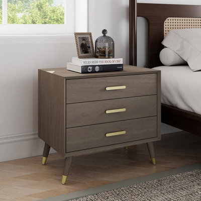 B&Q -  Large 3 Drawer Bedside TableOslo Dark Wood Range