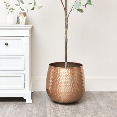 Melody Maison Large Copper Hammered Metal Planter from B&Q