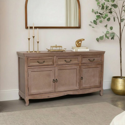 Melody Maison Solid Wood 3 Drawer SideboardHessian Range from B&Q