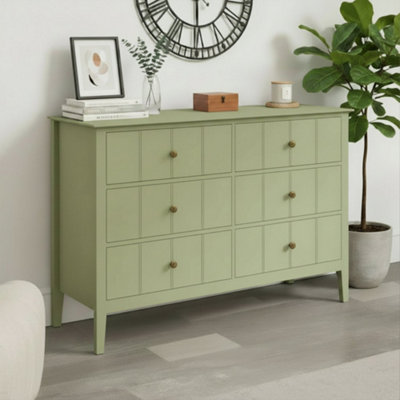 B&Q -  Sage Green 6 Drawer Chest Of DrawersPadstowe Sage Green Range