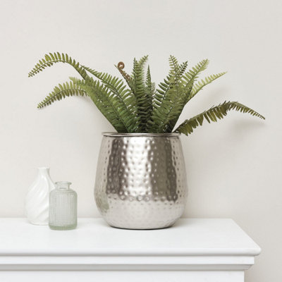 Melody Maison Silver Hammered Metal Planter from B&Q